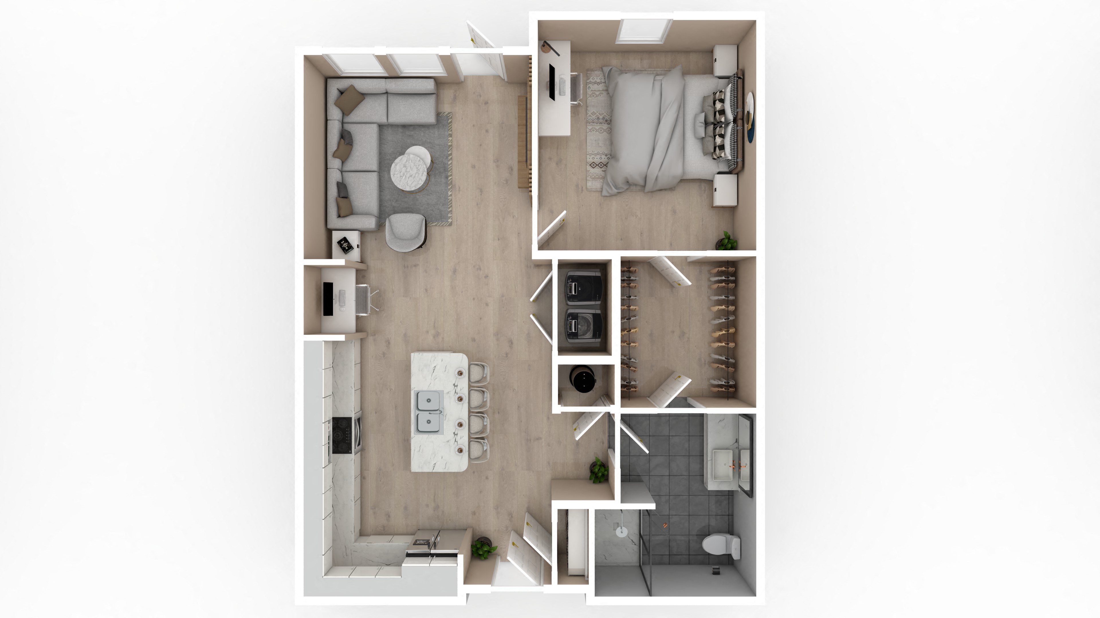 Floor plan for 1 bed, 1 bath, 823 sqft